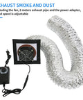 Protective Laser Enclosure With Built In Ventilation And LED Light For Your Laser Cutter, No Fuss Fireproof Dustproof Shield With Exhaust Fan And Pipe Kit, visible fan and duct