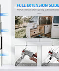 Beefy Heavy Duty Drawer Slides 470 Lb Load Capacity Full Extension Ball Bearing Side Mount Rails with measurement details.
