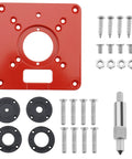 Premium Aluminum Router Table Insert Plate For Heavy Rotary Trimming Tools And Woodworking Engraving Gear Built Rock Solid with red plate and hardware