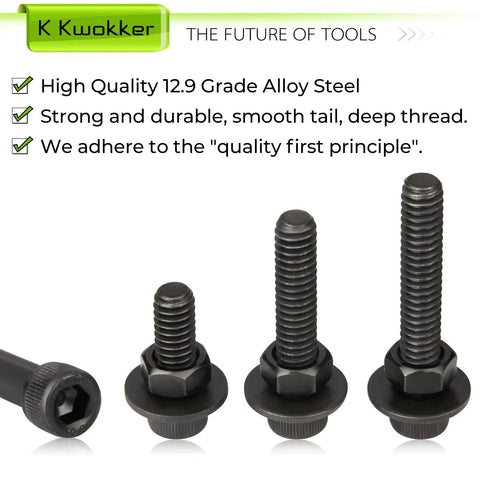 Badass 1/4-20 Hex Socket Head Cap Screw And Nut Assortment Kit With 220 Pieces Of Heavy Duty Stainless Fasteners And Flat Washers, various screws