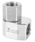 Stainless Steel Rotary Union NPTF To NPTF WDE Swivel One Half Inch Female NPTF To One Half Inch Female NPTF Heavy Duty High Pressure 4000 PSI Service Up To 250 Fahrenheit ISO 9001 Certified Self Rotating, angled view