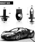Detailed view of 35Pcs Engine Under Cover Splash Shield Bolts Screws And Bumper Clips Kit with product dimensions for Nissan Infiniti
