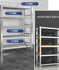 Heavy Duty Stainless Steel Shelving Unit Rock Solid Workhorse For Kitchen Garage Commercial Storage Adjustable Four Tier Metal Rack with adjustable shelves.