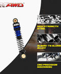 Image of 47mm Oil Type Shocks For CR18P Hobbyplus 1/18 Rock Van Front And Rear Upgrade Kit Blue Alloy Bodies With Three Spring Options For Beefed Up Trail Hunter Evo Series Rigs showcasing blue alloy shock and manufacturing details.