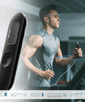 8GB USB MP3 Player With FM Radio Expandable To 32GB, Portable Music Player in use by jogger at gym, close-up view