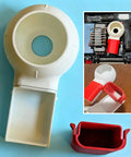 Dust Catcher Box For Drywall Holes Universal Compatibility With Most Drill Bits shown in white and red, mess free drilling