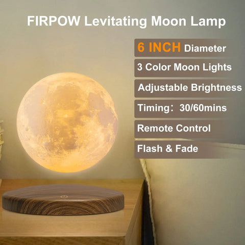 Dope Levitating Moon Lamp With Magnetic Floating Base, 3 Color Modes, 6 Inch desk light showcasing levitation effect