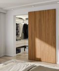 Trackless Concealed Sliding Barn Door Hardware With Dead Silent Soft Close Aluminum Hidden Track For Interior Wood Doors, 48 inch oak door.