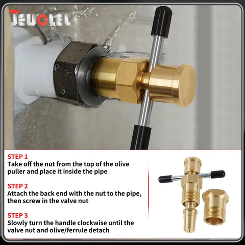 Olive Puller Tool For Brass Pipes Pro Grade Heavy Duty Pipe Olive Remover For NPT One Half And Three Quarter Inch Fittings