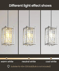 Totally Modern Raindrop Crystal Pendant Light For Kitchen Island With K9 Crystals And Chrome Frame showing different light effects