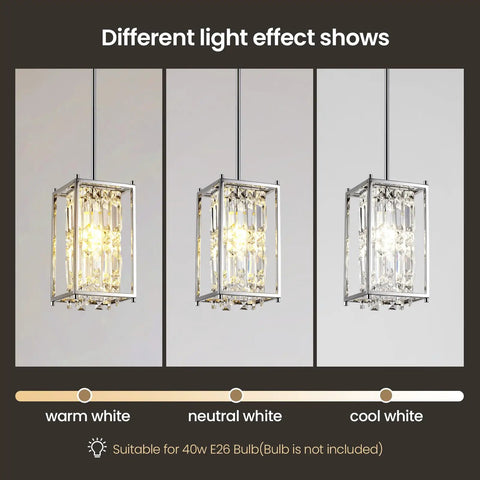 Totally Modern Raindrop Crystal Pendant Light For Kitchen Island With K9 Crystals And Chrome Frame showing different light effects