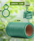 Green Twist Plant Tie Kit With 118 Feet Of Flexible TPR Garden Ties, 2mm Diameter, Coiled with Packaging Details