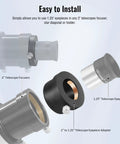 Diagram of 2 Inch To 1.25 Inch Telescope Eyepiece Adapter For 2 Inch Focusers And Filters showing installation with eyepieces.
