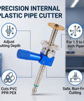 Inside Pipe Cutter With 1/4 Inch Hex Shank Quick Adjust Depth Button And 2 In 3 In Guide Plates For 1-1/2 To 8 In PVC PPR PE PEX CPVC Pipes Cuts Like Butter Easy And Precise For Clean Hassle Free Installations showing quick depth adjust feature