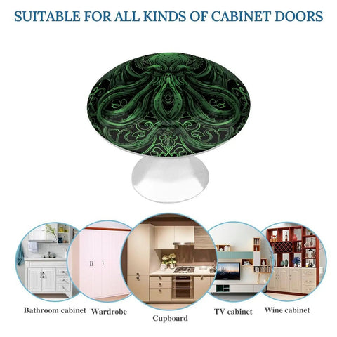 Two Pack Slick Stainless Steel Cabinet Knobs for Kitchen Cabinets and Dressers with octopus design, ideal for various cabinets.