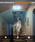Rechargeable Motion Sensor LED Ceiling Light No Hassle Remote Included illuminating staircase area