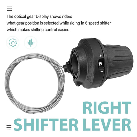 Six Speed Right Bicycle Shifter Lever SL RV100 6R Twist Shifter for Mountain Road and Commuter Bikes with 6-speed gear display