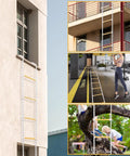 Emergency Fire Escape Rope Ladder 25 Feet With Flame Resistant Safety Extension Rope And 2 Hooks Portable Window Escape Ladder For 2 To 6 Story Homes Reusable Durable Weatherproof Survival Gear For Kids shown in urban and outdoor settings, highlighting flexibility and various uses.