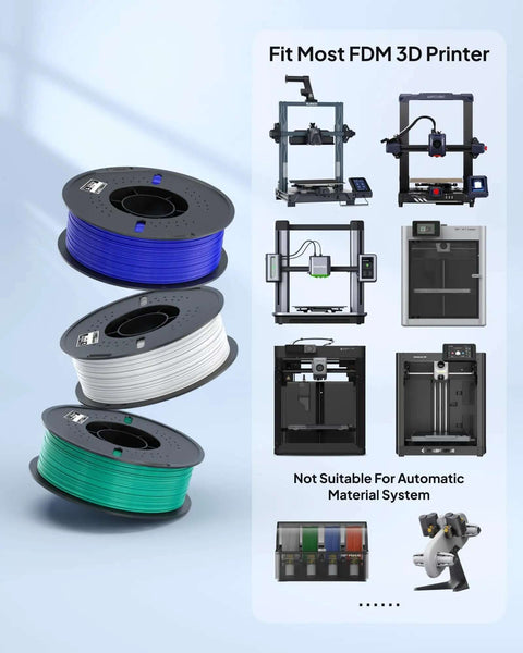TPU Filament 1.75mm Black 2Kg Twin Spool 95A Flexible Soft 3D Printing Filament For Durable Impact Resistant Parts On Most FDM Printers Two Spools Of 1Kg Each Pro Grade For Easy Printing Printer Friendly with example 3D printer.