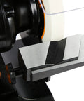 Top Shelf 6 Inch Bench Grinder With 2.5 Amp Variable Speed Motor And Built In Work Light close-up view of tool rest.