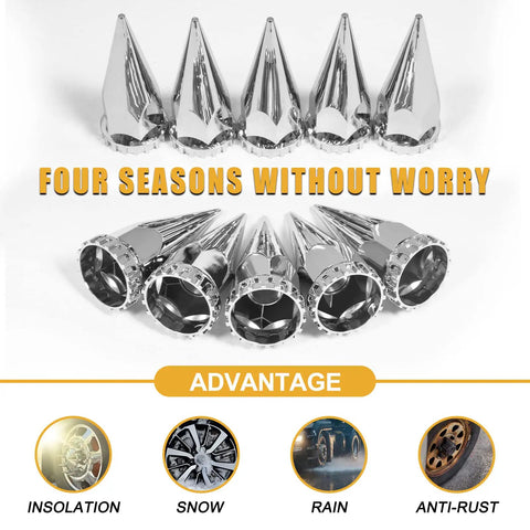 Chrome ABS Lug Nut Covers For Semi Trucks Spike Style Thread On Caps 32mm And 33mm Rust Resistant 40 Pack Mirror Finish Easy Fit