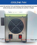 Cooling fan on Automatic Microcomputer Heat Shrink Tube Cutter Machine ensuring safe operation and extended lifespan while cutting.