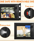 Compact Home Fireproof Safe With Programmable Keypad And Alarm Waterproof Security Box open with and without shelf view
