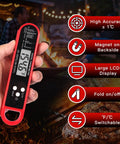 Person holding Ultra Fast Instant Read Digital Meat Thermometer For Cooking And Grilling With IP67 Waterproof and magnetic mount