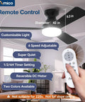 42 Inch Low Profile Ceiling Fan With Light And Remote Flush Mount Reversible Blades Dimmable 3 CCT Noiseless Black Indoor Outdoor Ceiling Fan For Bedroom And Living Areas
