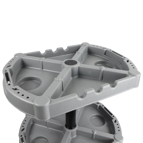 Close-up of two trays on Base Station Pro Grade Modular Rolling Tool Organizer With Two Trays Gray Wheel Cart for auto detailing
