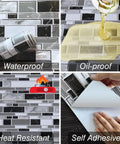 Peel And Stick Backsplash Wallpaper For Kitchen And Bath, Waterproof Tile Contact Paper, Oil Proof And Heat Resistant, 3D Look