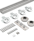 Richelieu Hardware 14660BC 60 Inch Bypass Door Hardware Kit With Zinc And Brass Finish, shown with track, hangers, screws