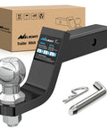 Heavy Duty Trailer Hitch Ball Mount With 2 Inch Ball And 5/8 Inch Hitch Pin Clip For 2 Inch Receiver, 7500 Lb Gross Towing, 750 Lb Tongue Weight, 4 Inch Drop, Built To Haul Trailers, Campers, Motorcycles And ATVs with packaging