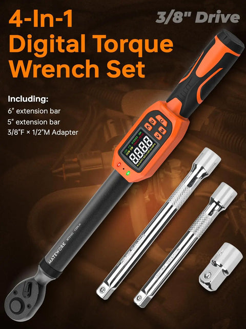 Digital Torque Wrench 3/8 With 5-99.5 Ft-Lb Precision