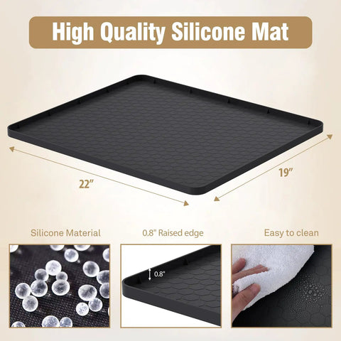 Non-Slip Silicone Water Cooler Mat With Raised Edge For Floor Protection Under Water Dispenser 22 By 19 Inches Spill-Proof Mat