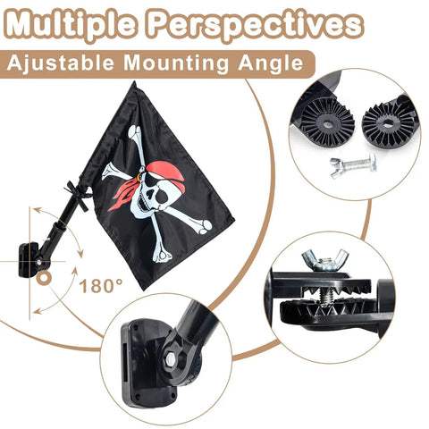 Double Sided Pirate Flag Swing Set Kit With Pole And Mounting Hardware For Backyard Adventures Ready To Mount Easy Install Outdoor Treehouse Decor 20 Inch Pole And 15.35 By 10.6 Inch Flag Made Of 200D Polyester