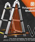 Portable Telescoping A Frame Ladder 12.5 Foot Compact Aluminum Extension For RVs And Campers Triangular stability feature