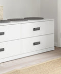 White cabinet with 3 Inch Flush Pull Handle Set For Recessed Drawers And Cabinets Black Hidden Pulls installed, side view.