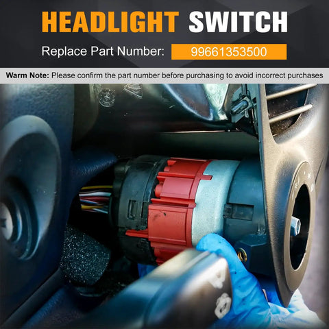 Beefed Up Plug And Play Headlight Dimmer Switch For Porsche 996 911 Carrera 1999 To 2004 GT3 2002 To 2005 Turbo 2001 To 2005 GT2 2002 To 2005 And 986 Boxster 1997 To 2004 Replacement 99661353500 installed in dashboard