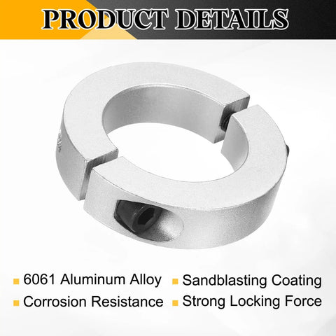 Two Piece Double Split Shaft Collar Clamp On 60Mm Bore, 95Mm Outer Diameter, 22Mm Thick, Sandblast Coated Aluminum Alloy