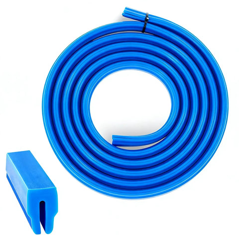 Badass 5/8 Inch Flexible T Slot Cover Strip, 150 Inch Blue T Track Protector for Milling Machines, smooth UV resistant rubber.