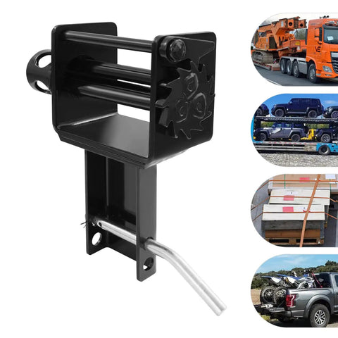 Heavy Duty Trailer Stake Pocket Winch For Cargo Securing, 2-Hole Black Ratchet, carbon steel build, secure haul