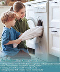 Mother and child using dryer to highlight Dryer Roller Replacement Kit With DC97 16782A Roller DC93 00634A Idler Pulley benefits.