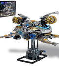Mechanical Sea Turtle Gear Driven Model Kit With 1277 Pieces, Steampunk Ocean Animal With Moving Gears And LED Light, Technic Style Construction Toy For Adults And Teens 14 Plus, Epic Gift Built For Realistic Swimming Motion. Box and assembled model on stand.
