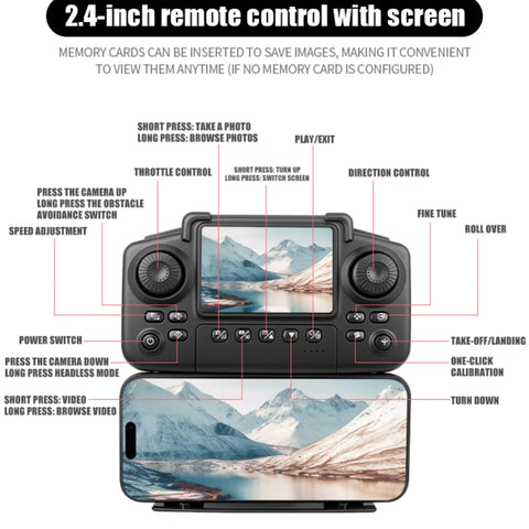 Kids Camera Drone for Ages 8 to 12 with LED Lights, Beginner Friendly Mini Foldable Drone with FPV, Built In 2.4 Inch Screen remote