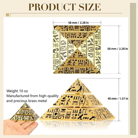 Three Layer Rotating Pyramid Fidget Toy For Stress Relief Desk Meditation Accessory Brass Office Decor with dimensions and weight