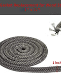 Front view of graphite-impregnated fiberglass stove rope gasket, 1 in x 72 in, coiled rope