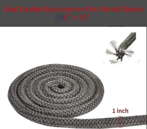Front view of graphite-impregnated fiberglass stove rope gasket, 1 in x 72 in, coiled rope