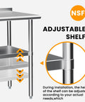 Stainless Steel Prep And Work Table 24 By 48 Inches, Heavy Duty Commercial Kitchen Workstation With Adjustable Under Shelf