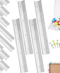 Premium 10 Piece Six Inch L Shaped Layout Block System For Stained Glass Panels With Assorted Colored Push Pins To Nail Your Designs And Keep Everything Squared Away, showing aluminum layout blocks and push pins.